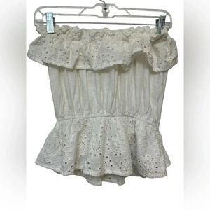 ANTHROPOLOGIE PORRIDGE STRAPLESS Ruffle KNIT TUBE TOP WHITE